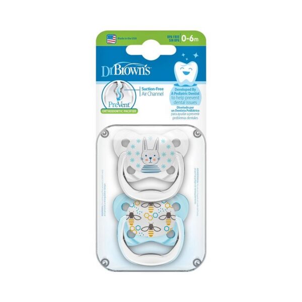 DR. BROWN'S - CHUPETE BUTTERFLY SHIELD ETAPA 1, AZUL, Pack x2 PV12401-P4