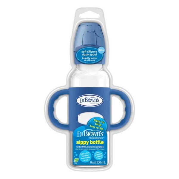 DR. BROWN'S - BIBERON ESTANDAR AZUL 8OZ/250 ML C/MANIJA DE SILICONA SB8105