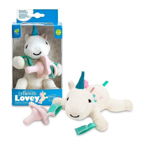DR. BROWN'S - CHUPETE TRANSICION + PELUCHE UNICORNIO AC136-P6(2)