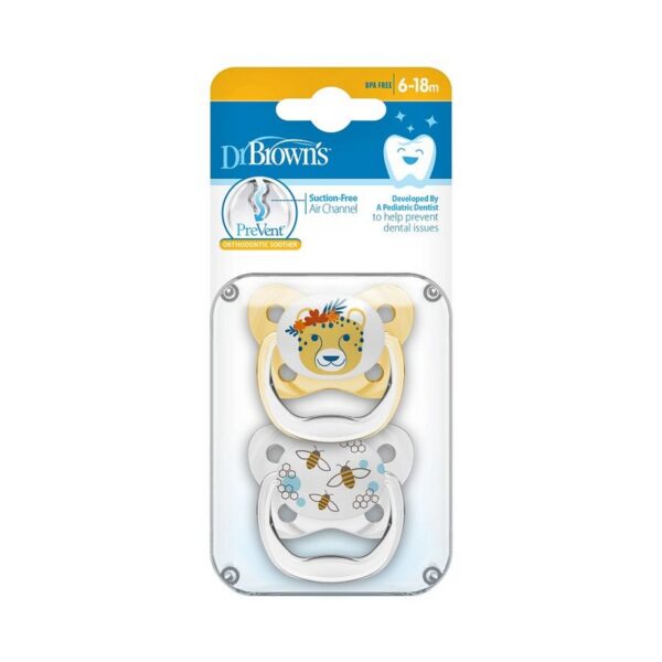 DR. BROWN'S - CHUPETE BUTTERFLY SHIELD ETAPA 2 , AMARILLO, Pack x2 PV2230