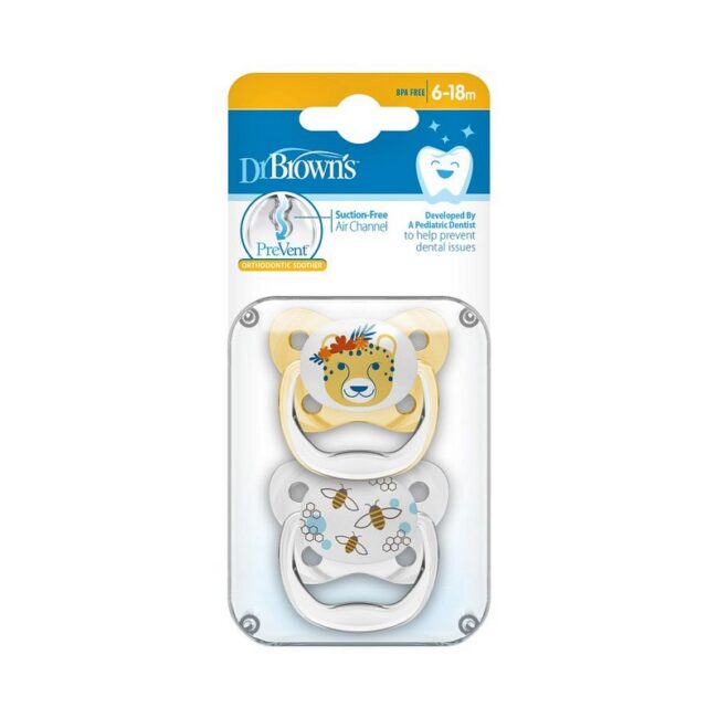 DR. BROWN'S - CHUPETE BUTTERFLY SHIELD ETAPA 2 , AMARILLO, Pack x2 PV2230