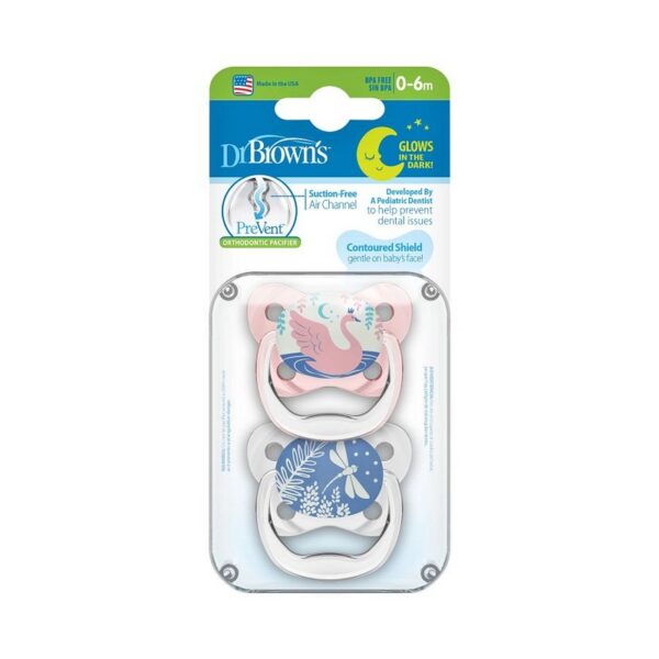 DR. BROWN'S - CHUPETE FLUORESCENTE ROSA NIVEL 1 (O-6M) PV12007-P4