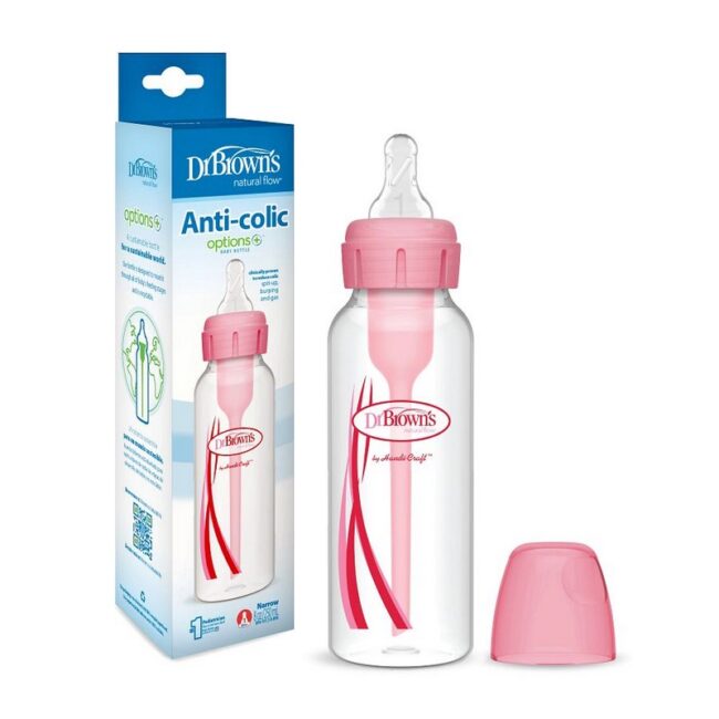 DR. BROWN'S - BIBERON ESTANDAR 8OZ/250 ML ROSA C/TETINAS SB8191-P3
