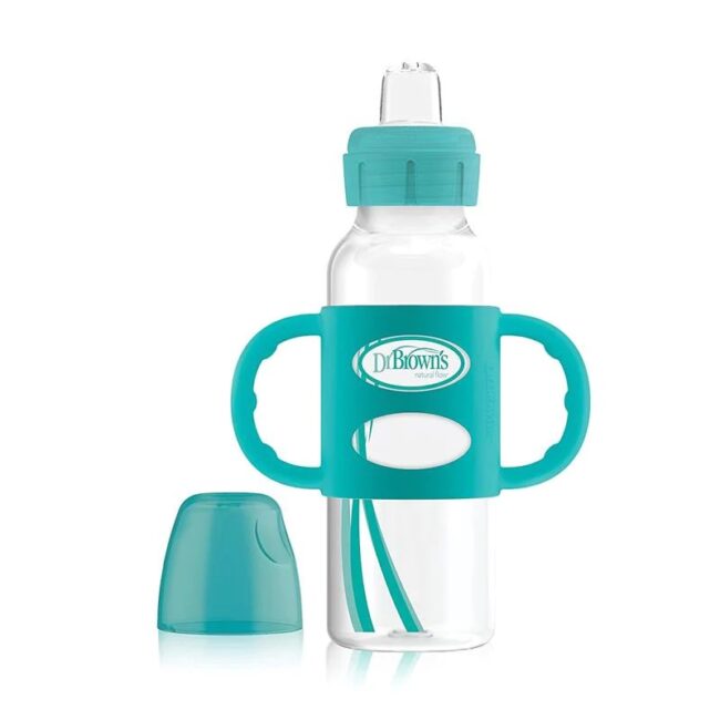 DR. BROWN'S - BIBERON STÁNDAR 8OZ/250 ML.TURQUEZA X1 C/AGARRADOR DE SILICO