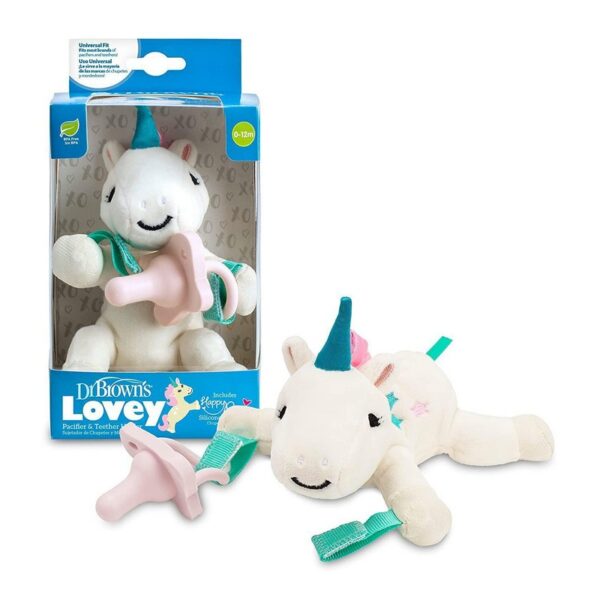 DR. BROWN'S - CHUPETE TRANSICION + PELUCHE UNICORNIO AC136-P6(2)