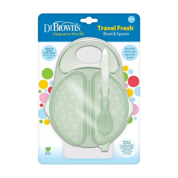 DR. BROWN'S - BOWL Y CUCHARA A PRESION VERDE AZUL TF010-P3