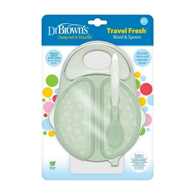 DR. BROWN'S - BOWL Y CUCHARA A PRESION VERDE AZUL TF010-P3