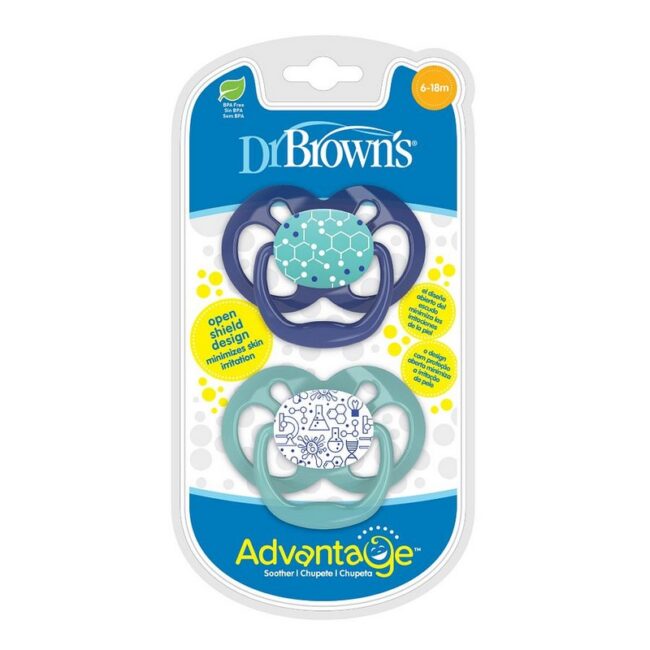 DR. BROWN'S - CHUPETE DE DISTRACION ETAPA 2(6-12M) AZUL X2 PA22002-INTLX