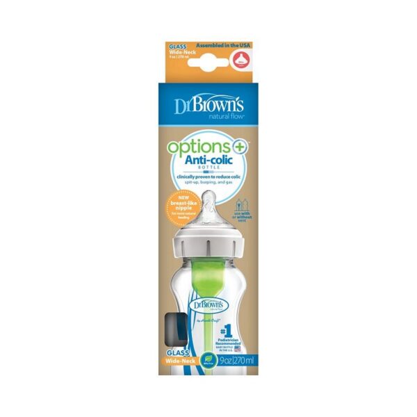 DR. BROWN'S - BIBERON VIDRIO B/ANCHA 9OZ/270ML X1 WB91700-P4