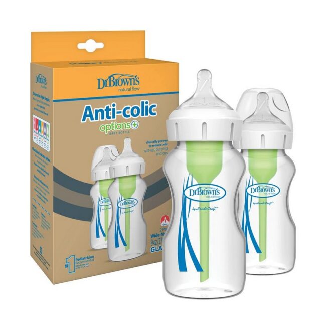 DR. BROWN'S - BIBERON DE VIDRIO B/ANCHA 9OZ/270ML PACK X2 WB92700-P2