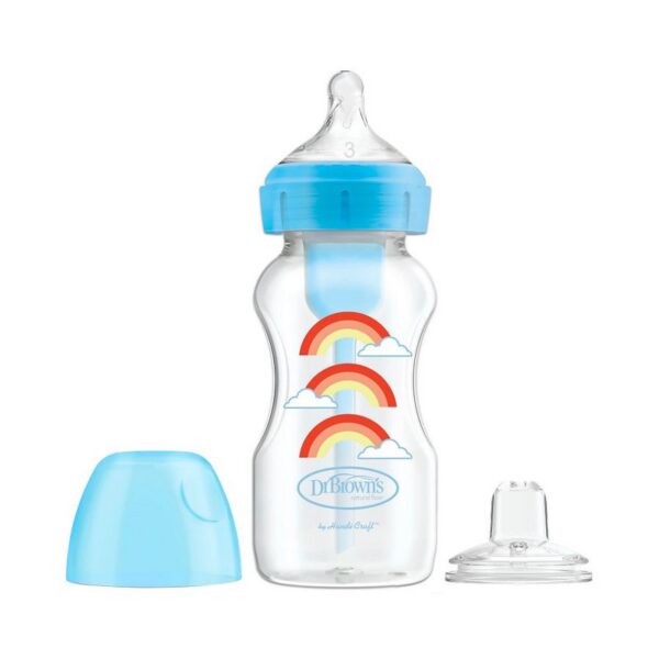 DR. BROWN'S - BIBERON BOCA ANCHA 9OZ/270ML AZUL CON 2 TETINAS WB91605-P3