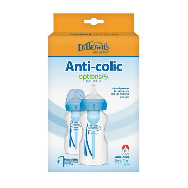 DR. BROWN'S - BIBERON B/ANCHA 9OZ/270ML AZUL PACK X2 WB92602-ESX