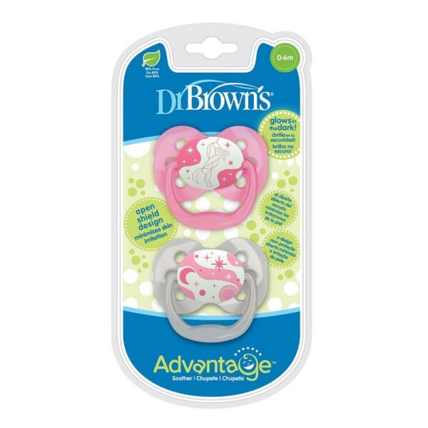 DR. BROWN'S - CHUPETE DE DISTRACCION FLUORESCENTE ETAPA 1(0-6M) ROSAX2 PA1
