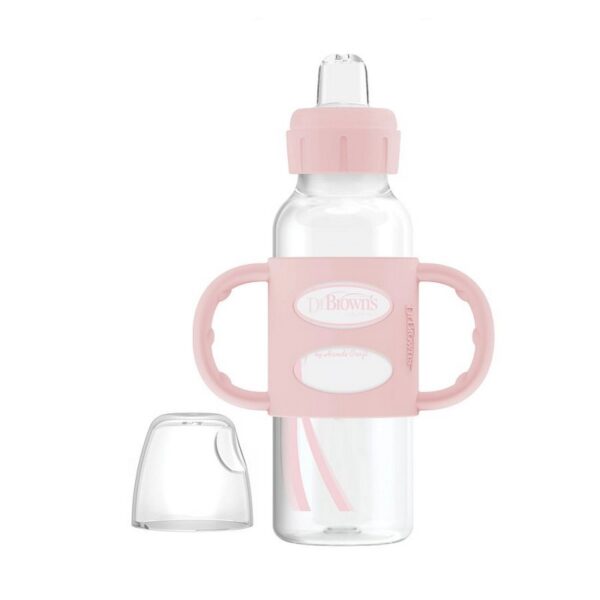 DR. BROWN'S - BIBERON 8OZ/250ML C/PICO DE SUCCION C/ASAS ROSA SB81072-P3