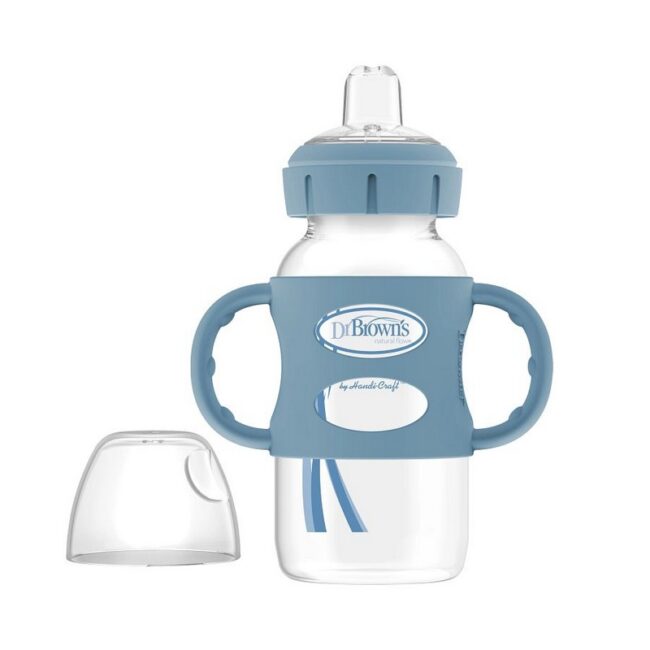 DR. BROWN'S - BIBERON 9OZ/270 ML C/ANCHO C/ASAS DE SILICONA AZUL WB91081-P