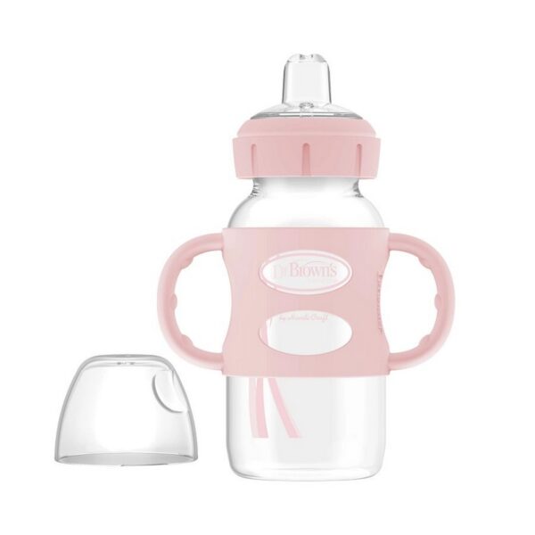 DR. BROWN'S - BIBERON 9OZ/270ML C/ANCHO C/ASAS DE SILICONA ROSA WB91082-P3