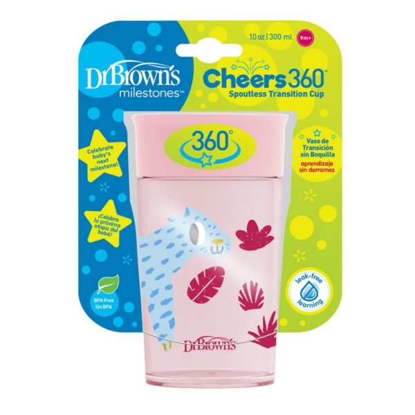 DR. BROWN'S - VASO DE TRANSICION S/BOQUILLA 360 - 300ml ROSA