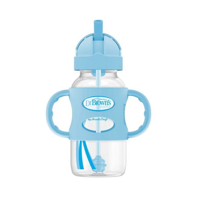 DR. BROWN'S - BIBERON 9OZ/270ML C/ANCHO C/ASAS DE SILICONA AZUL WB91012