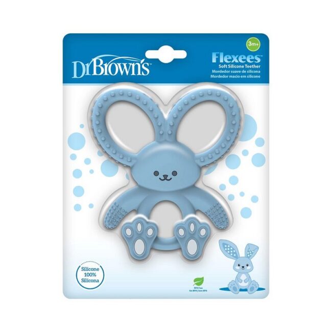 DR. BROWN'S - MORDEDOR FELXIBLE DE SILICONA CONEJITO AZUL CPKG TE021-INTL