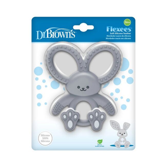 DR. BROWN'S - MORDEDOR FELXIBLE DE SILICONA CONEJITO AZUL CPKG TE022-INTL