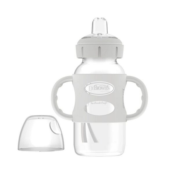DR. BROWN'S - BIBERON 9OZ/270ML C/ANCHO C/ASAS DE SILICONA PLOMA WB91083-P
