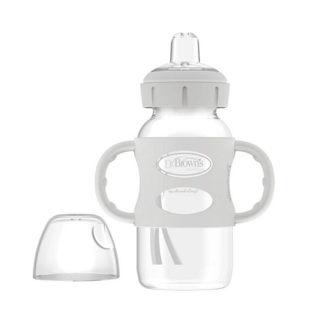 DR. BROWN'S - BIBERON 9OZ/270ML C/ANCHO C/ASAS DE SILICONA PLOMA WB91083-P