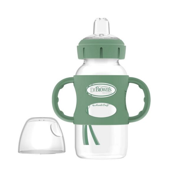 DR. BROWN'S - BIBERON 9OZ/270ML C/ANCHO C/ASAS DE SILICONA VERDE WB91086-